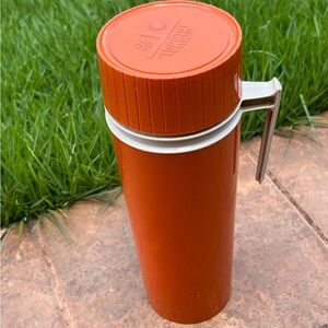🧡 Thermos Stopper Cup handle 1qt orange EUC thermal vacuum KST 7402